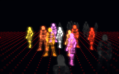 three.js webgl - particles - dynamic - postprocessing